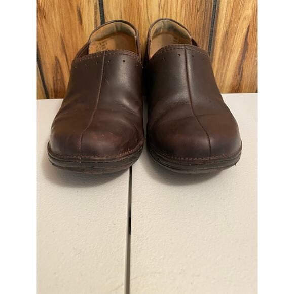 Clarks slip on soft leather brown size 5 chunky heel un structured women’s - Picture 2 of 9